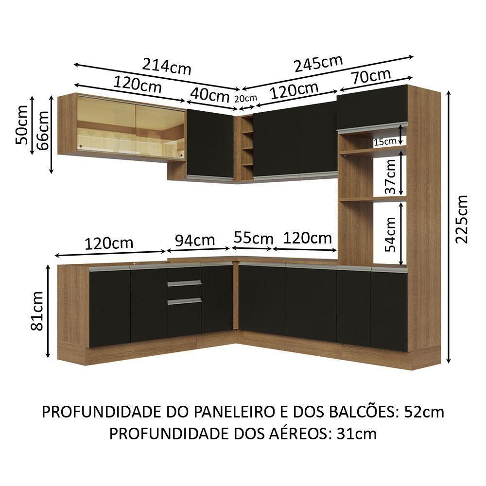 Cozinha Completa 459001 Com Armário E Balcão Rustic/Preto - 9