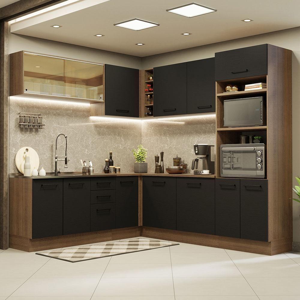 Cozinha Completa 459001 Com Armário E Balcão Rustic/Preto - 1