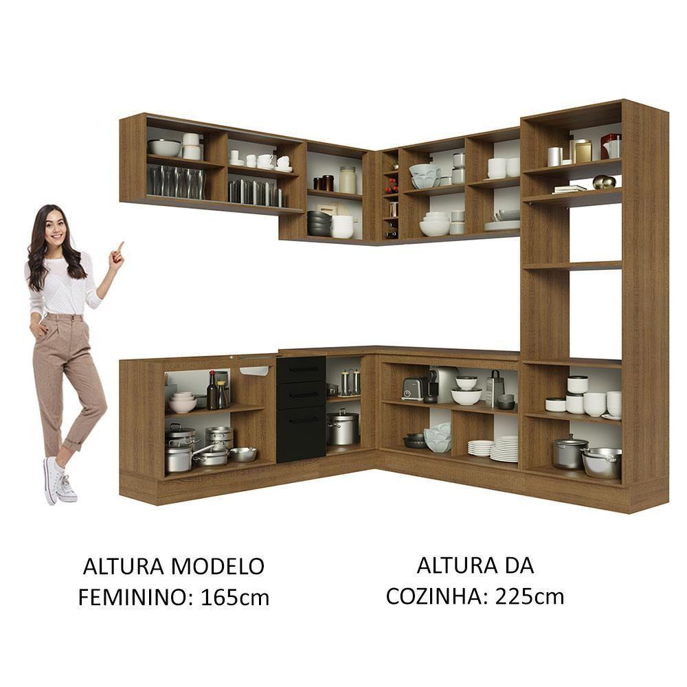 Cozinha Completa 459001 Com Armário E Balcão Rustic/Preto - 7