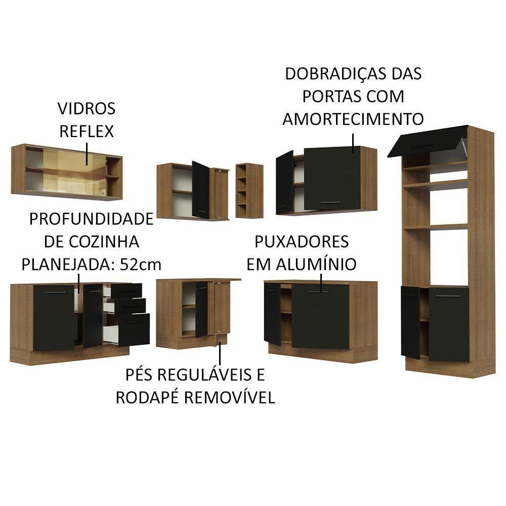Cozinha Completa 459001 Com Armário E Balcão Rustic/Preto - 8