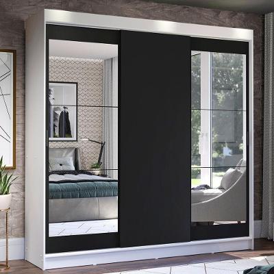 Guarda Roupa Casal Istambul 3 Portas de Correr 3 Gavetas Branco-preto Madesa