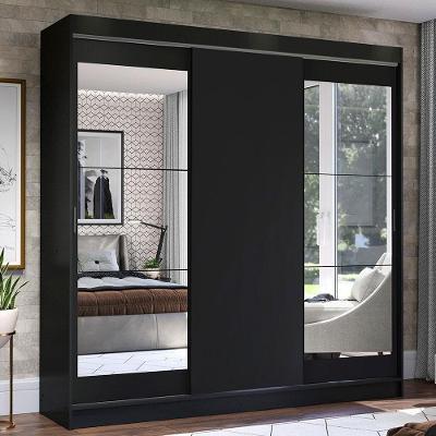 Guarda Roupa Casal Istambul 3 Portas de Correr 3 Gavetas Preto