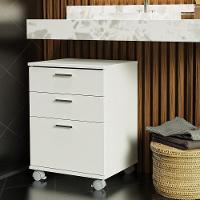 Gaveteiro Para Banheiro Branco Com 3 Gavetas E Rodinhas Madesa Branco - 1