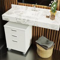 Gaveteiro Para Banheiro Branco Com 3 Gavetas E Rodinhas Madesa Branco - 9