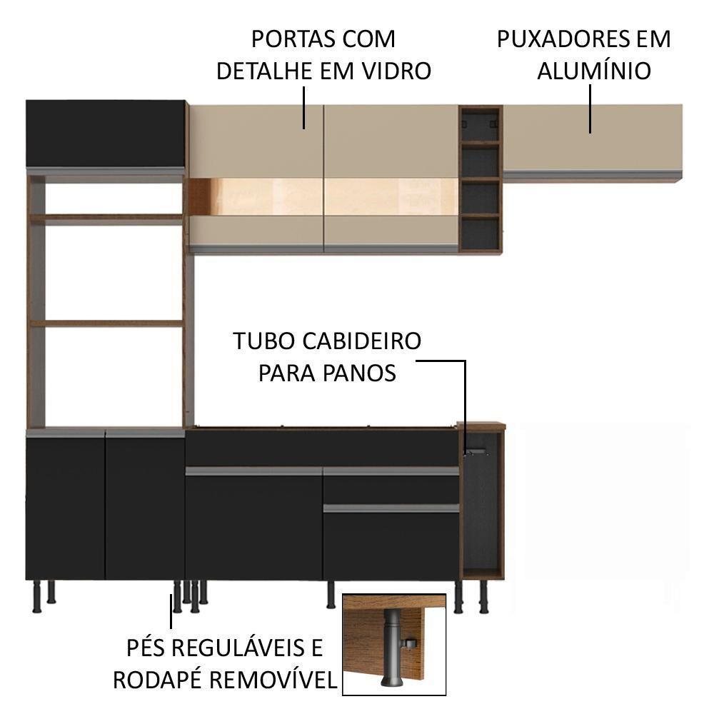 Cozinha Safira com Armário e Balcão sem Tampo e Pia Madesa - 10