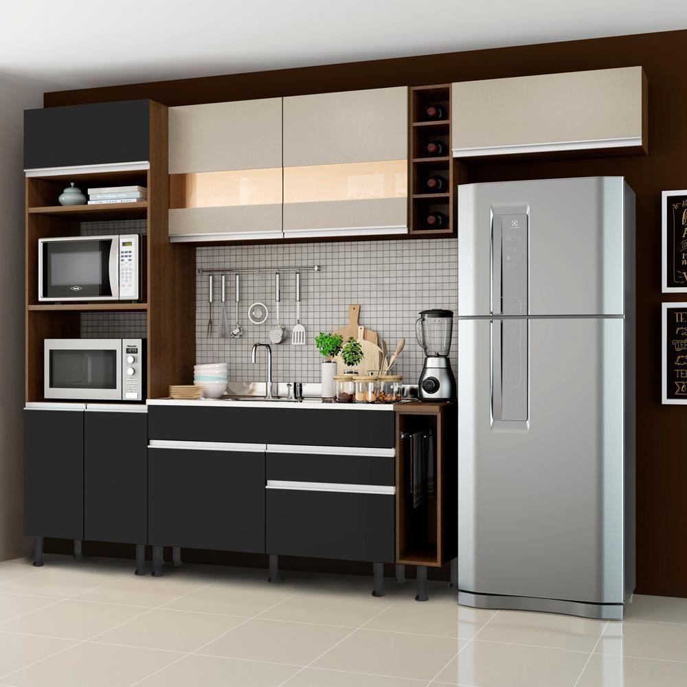 Cozinha Safira com Armário e Balcão sem Tampo e Pia Madesa - 1