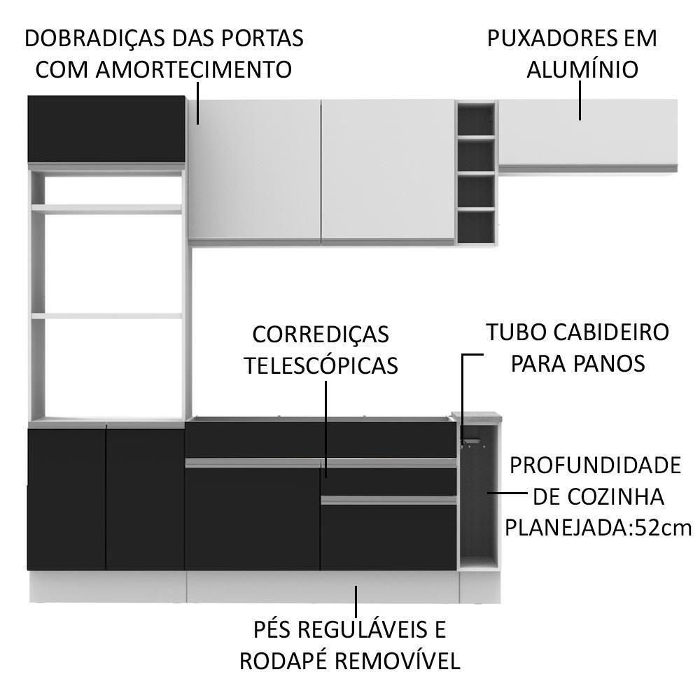Cozinha Safira com Armário e Balcão sem Tampo e Pia Madesa - 6