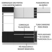 Cozinha Safira com Armário e Balcão sem Tampo e Pia Madesa - 6