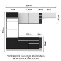Cozinha Safira com Armário e Balcão sem Tampo e Pia Madesa - 8
