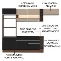 Cozinha Safira com Armário e Balcão sem Tampo e Pia Madesa - 5