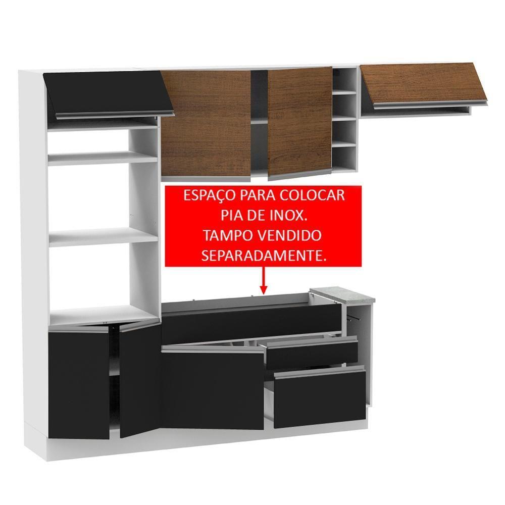 Cozinha Safira com Armário e Balcão sem Tampo e Pia Madesa - 3