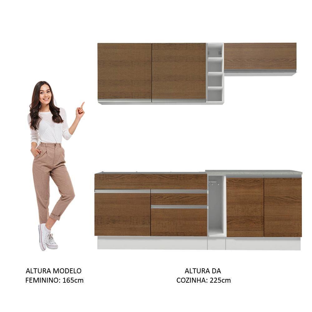 Cozinha Parma com Armário e Balcão sem Tampo e Pia Madesa - 8