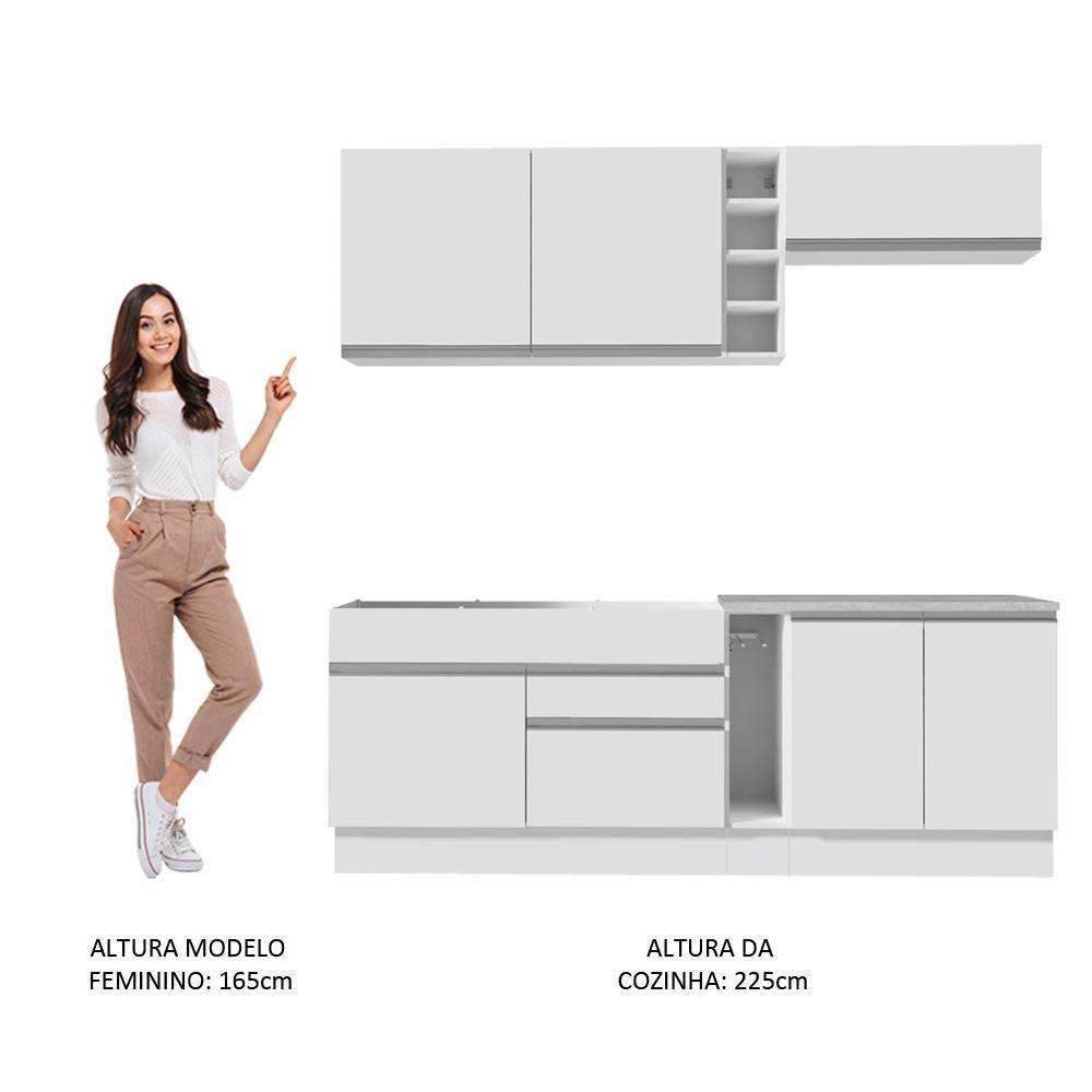 Cozinha Parma com Armário e Balcão sem Tampo e Pia Madesa - 8