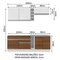 Cozinha Parma com Armário e Balcão sem Tampo e Pia Madesa - 7