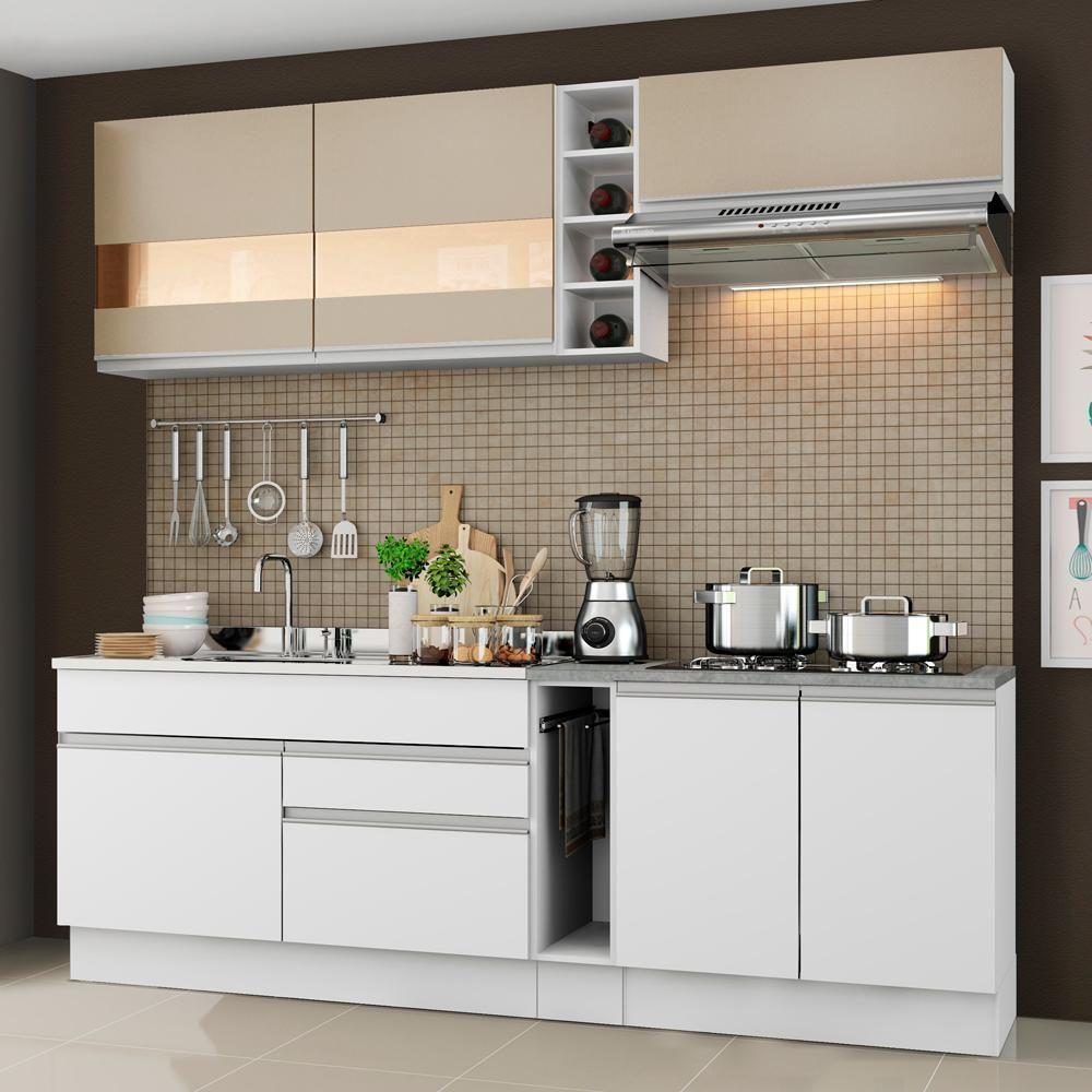 Cozinha Parma com Armário e Balcão sem Tampo e Pia Madesa - 1