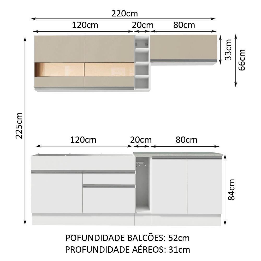 Cozinha Parma com Armário e Balcão sem Tampo e Pia Madesa - 3