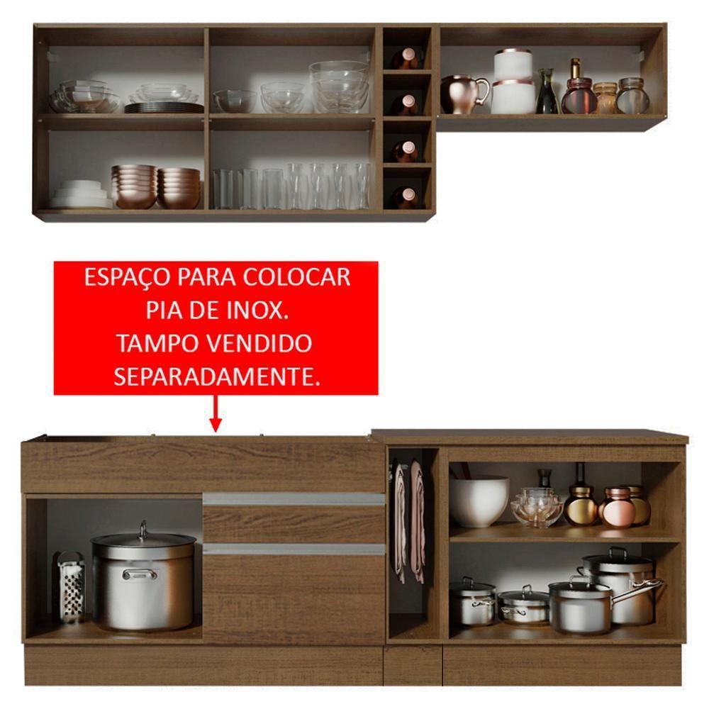 Cozinha Parma com Armário e Balcão sem Tampo e Pia Madesa - 5