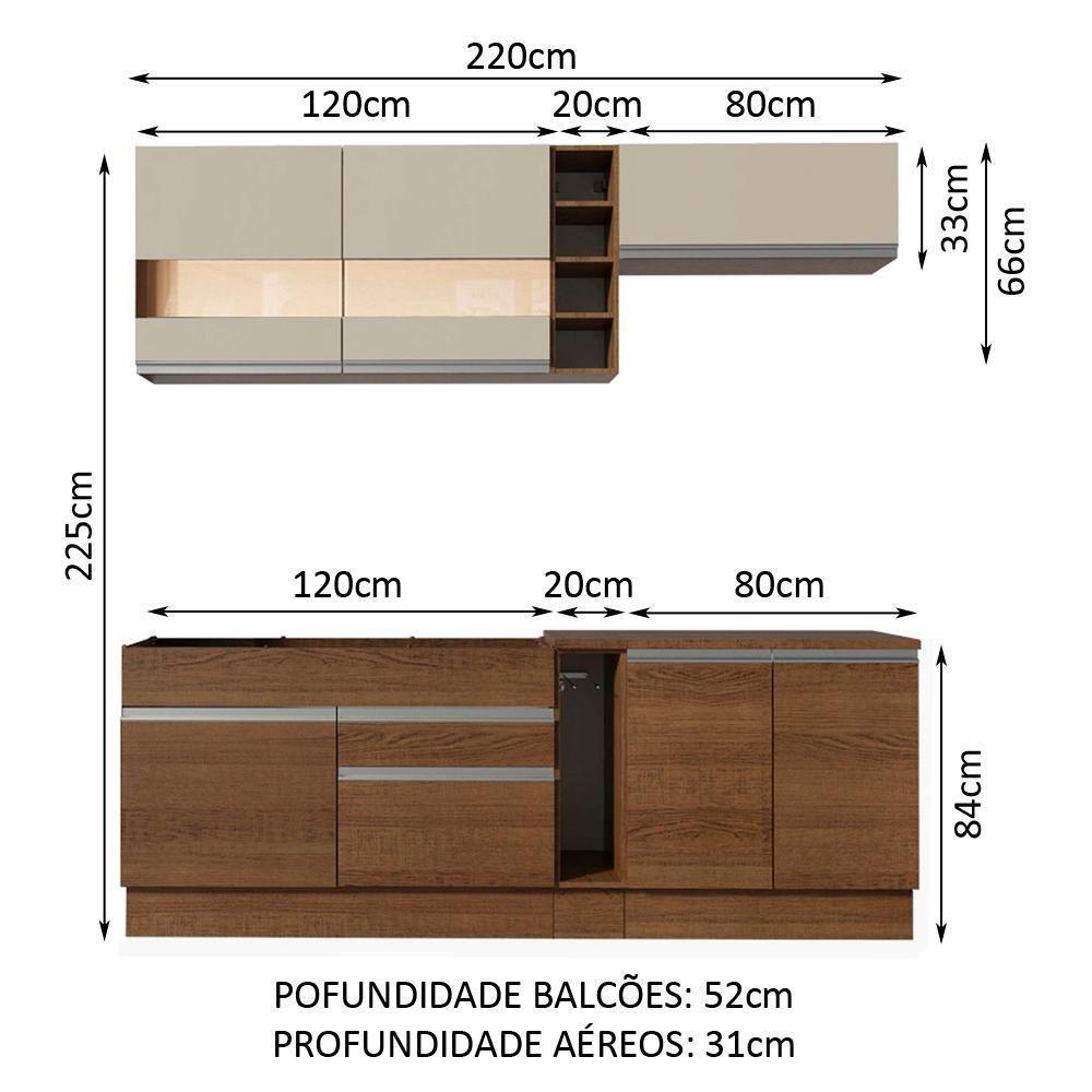 Cozinha Parma com Armário e Balcão sem Tampo e Pia Madesa - 10