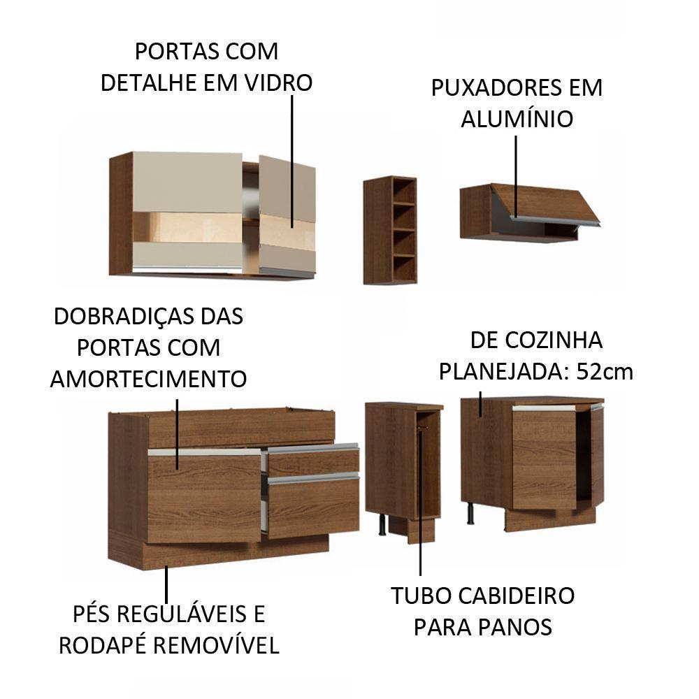 Cozinha Parma com Armário e Balcão sem Tampo e Pia Madesa - 4