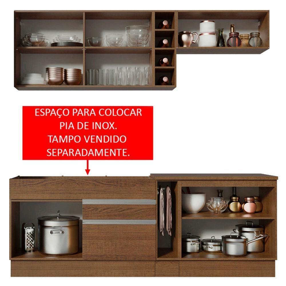 Cozinha Parma com Armário e Balcão sem Tampo e Pia Madesa - 7