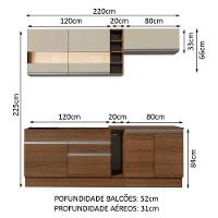 Cozinha Parma com Armário e Balcão sem Tampo e Pia Madesa - 3