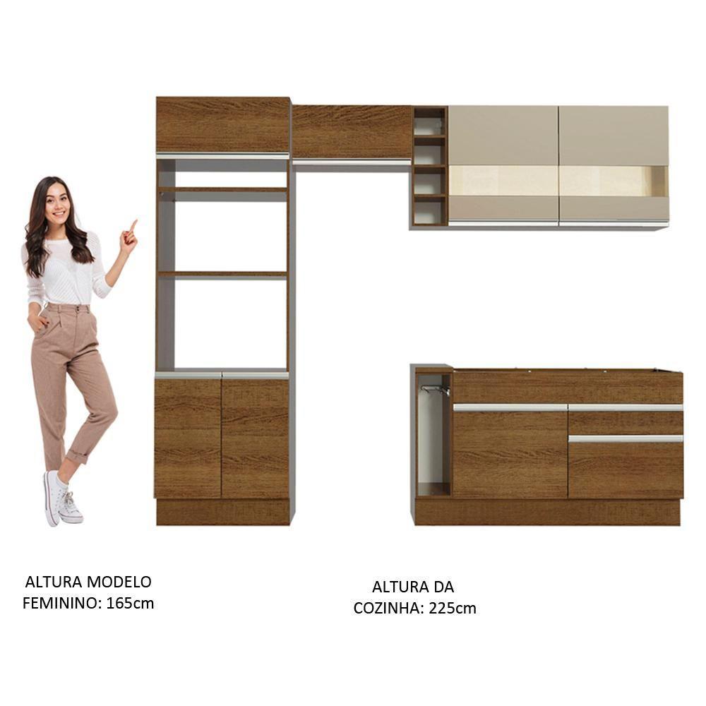 Cozinha Jade com Armário e Balcão sem Tampo e Pia Madesa - 4