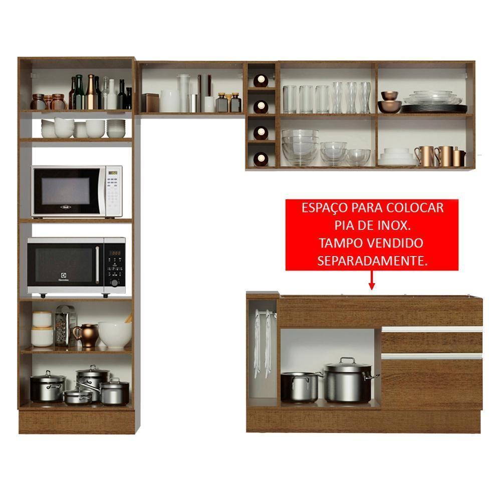 Cozinha Jade com Armário e Balcão sem Tampo e Pia Madesa - 7