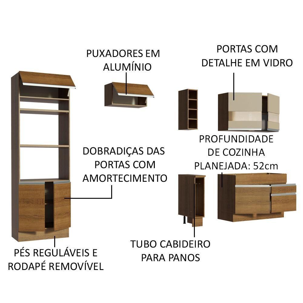 Cozinha Jade com Armário e Balcão sem Tampo e Pia Madesa - 9