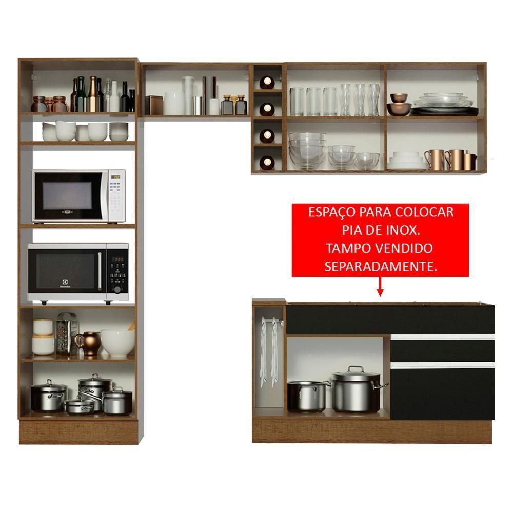 Cozinha Jade com Armário e Balcão sem Tampo e Pia Madesa - 3