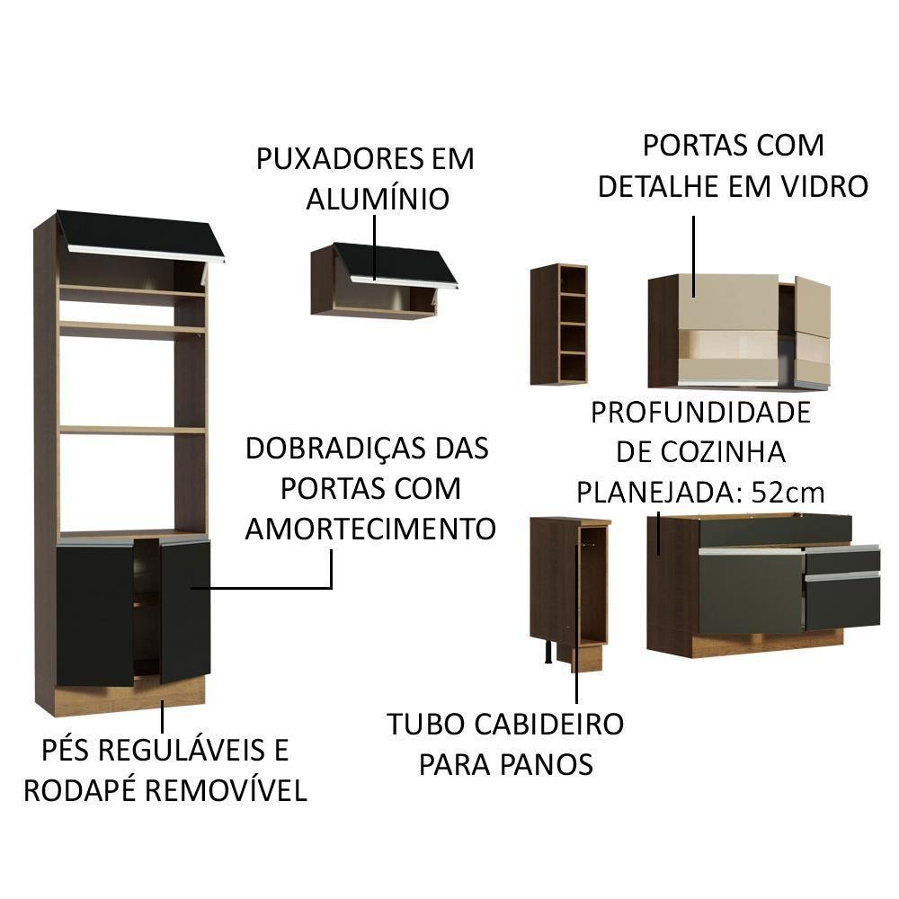 Cozinha Jade com Armário e Balcão sem Tampo e Pia Madesa - 4