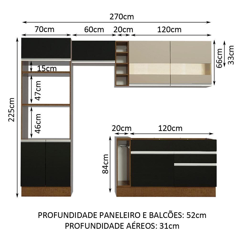 Cozinha Jade com Armário e Balcão sem Tampo e Pia Madesa - 5