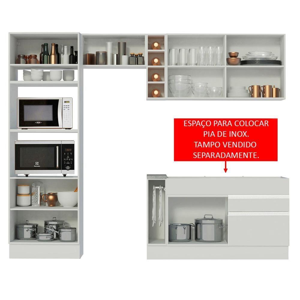 Cozinha Jade com Armário e Balcão sem Tampo e Pia Madesa - 9