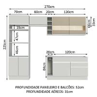 Cozinha Jade com Armário e Balcão sem Tampo e Pia Madesa - 5