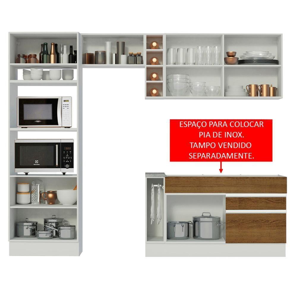Cozinha Jade com Armário e Balcão sem Tampo e Pia Madesa - 4