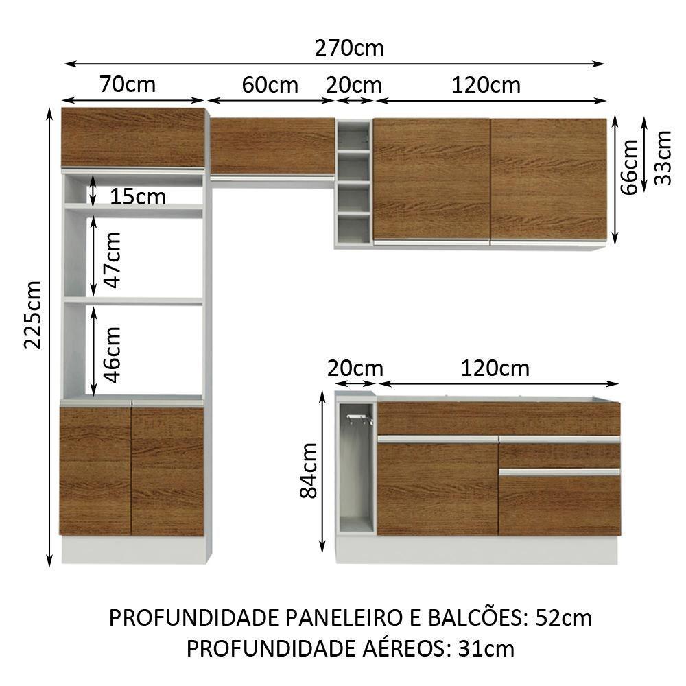 Cozinha Jade com Armário e Balcão sem Tampo e Pia Madesa - 6