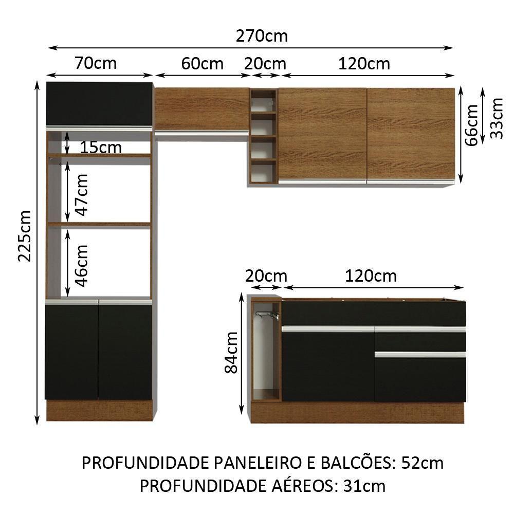 Cozinha Jade com Armário e Balcão sem Tampo e Pia Madesa - 9
