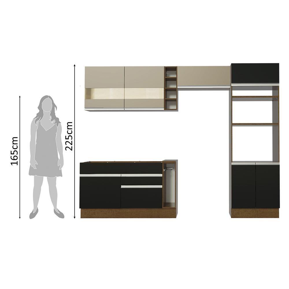 Cozinha Completa  Cristal com Armário e Balcão (sem Tampo E Pia) Madesa - 3