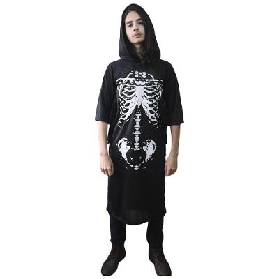 Fantasia Halloween Esqueleto Scary Boy Preta Com Capuz Tamanho M