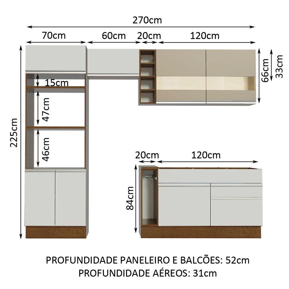 Cozinha Jade com Armário e Balcão sem Tampo e Pia Madesa - 10