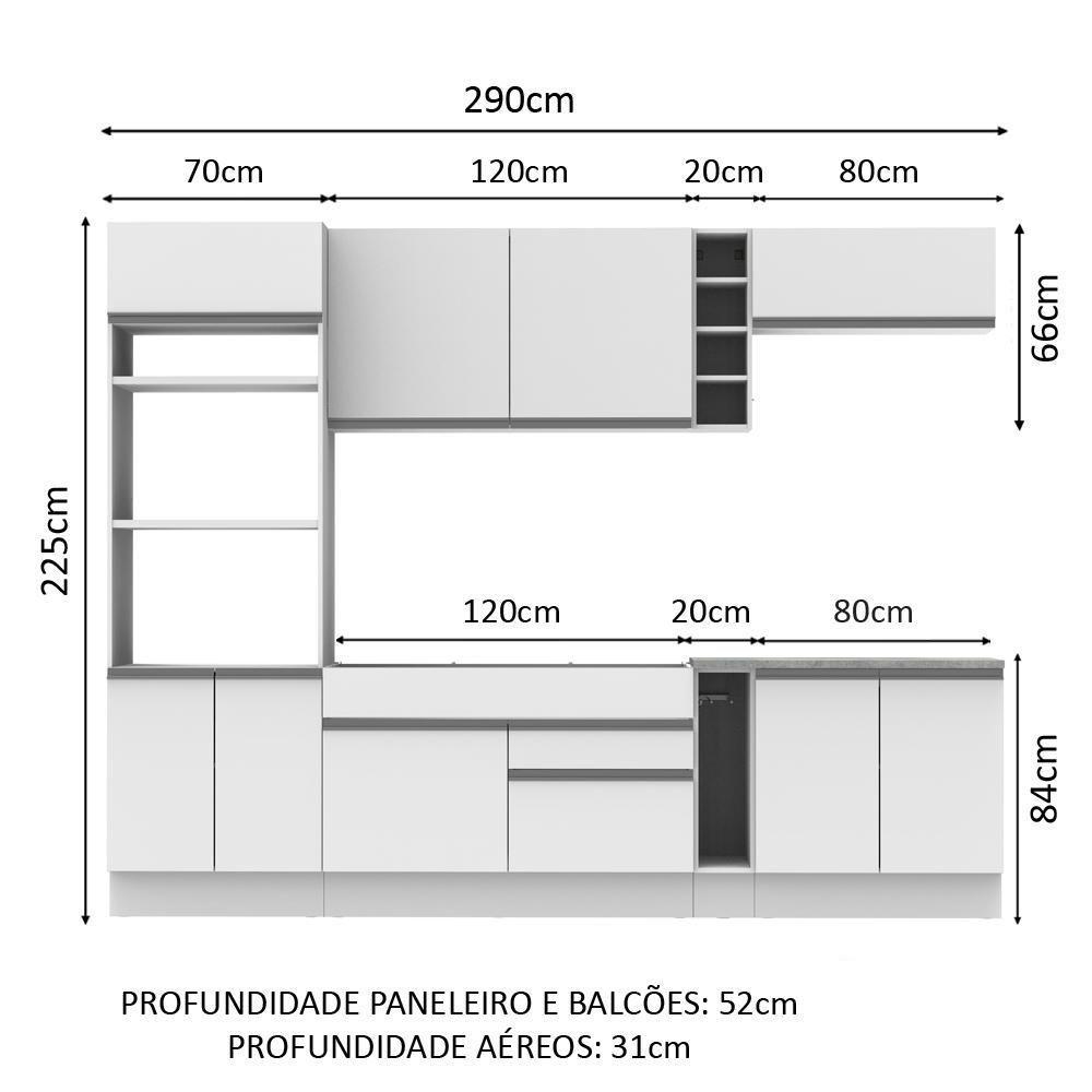 Cozinha Completa Vicenza com Armário e Balcão + Tampo Madesa - 4