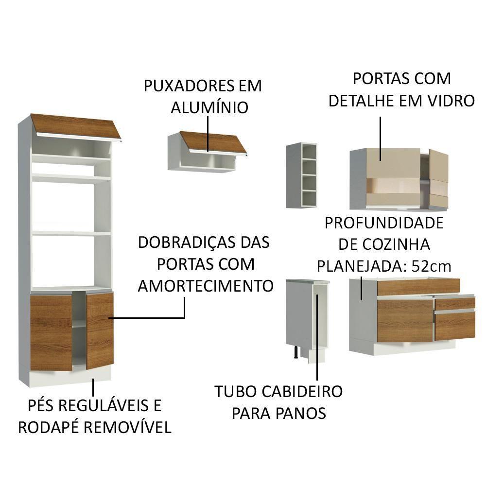 Cozinha Jade com Armário e Balcão sem Tampo e Pia Madesa - 3