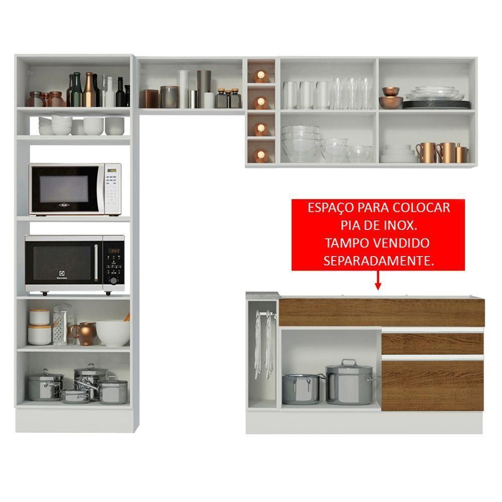 Cozinha Jade com Armário e Balcão sem Tampo e Pia Madesa - 6