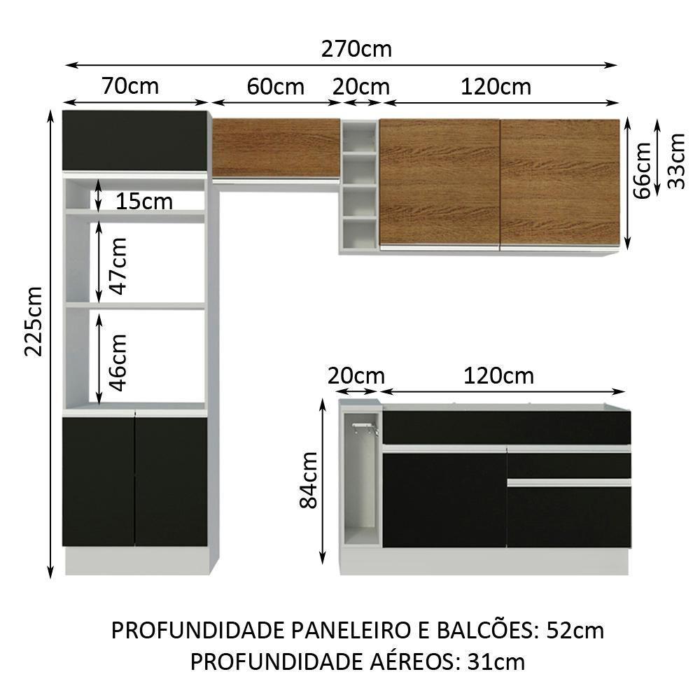 Cozinha Jade com Armário e Balcão sem Tampo e Pia Madesa - 5