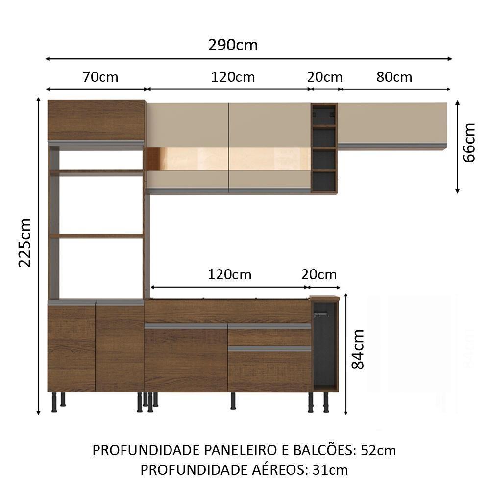 Cozinha Completa Vicenza com Armário e Balcão + Tampo Madesa - 2