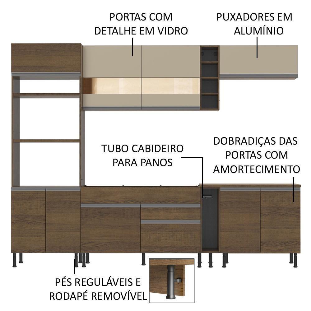 Cozinha Completa Vicenza com Armário e Balcão + Tampo Madesa - 3