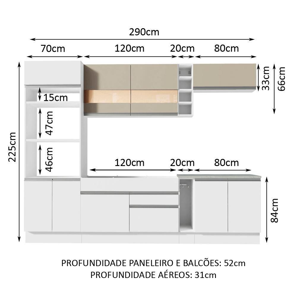 Cozinha Completa Vicenza com Armário e Balcão + Tampo Madesa - 2
