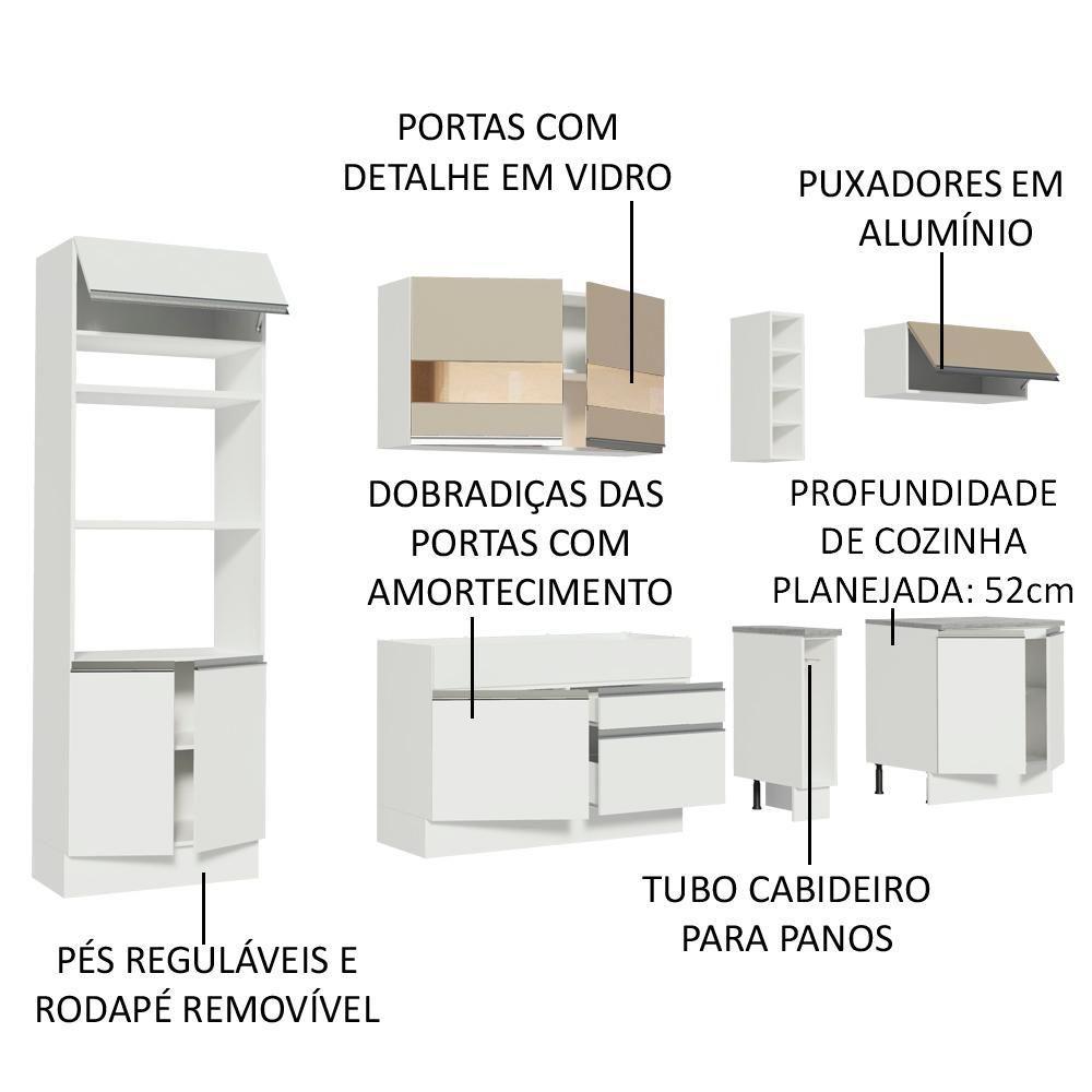 Cozinha Completa Vicenza com Armário e Balcão + Tampo Madesa - 4