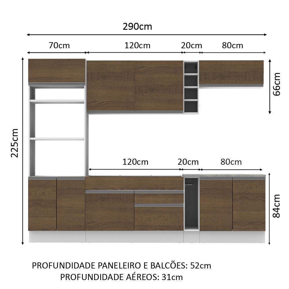 Cozinha Completa Vicenza com Armário e Balcão + Tampo Madesa - 7