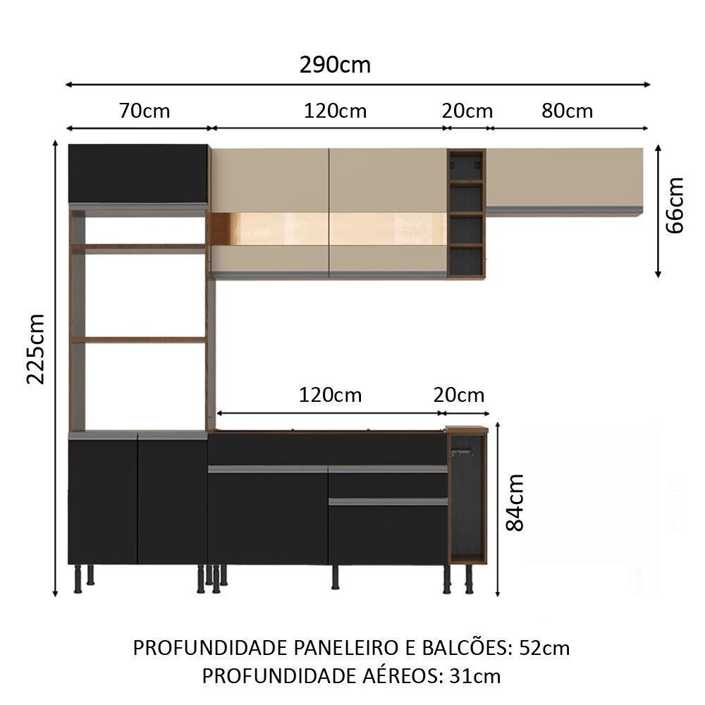Cozinha Completa Safira com Armário e Balcão + Tampo Madesa - 9