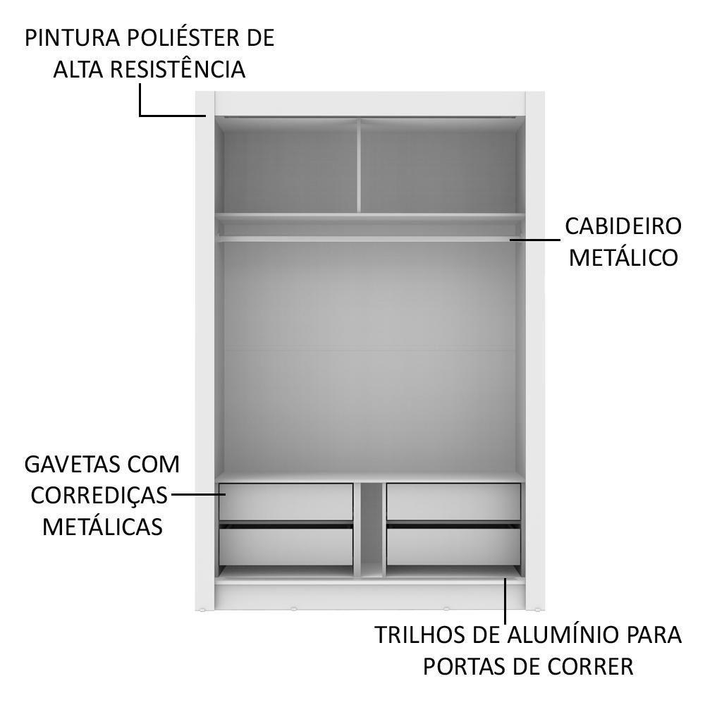 Guarda-Roupa Solteiro Dallas Plus 2 Portas 4 Gavetas Madesa - 5